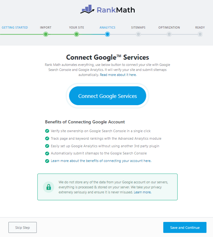 Rank Math Connect Servicios de Google