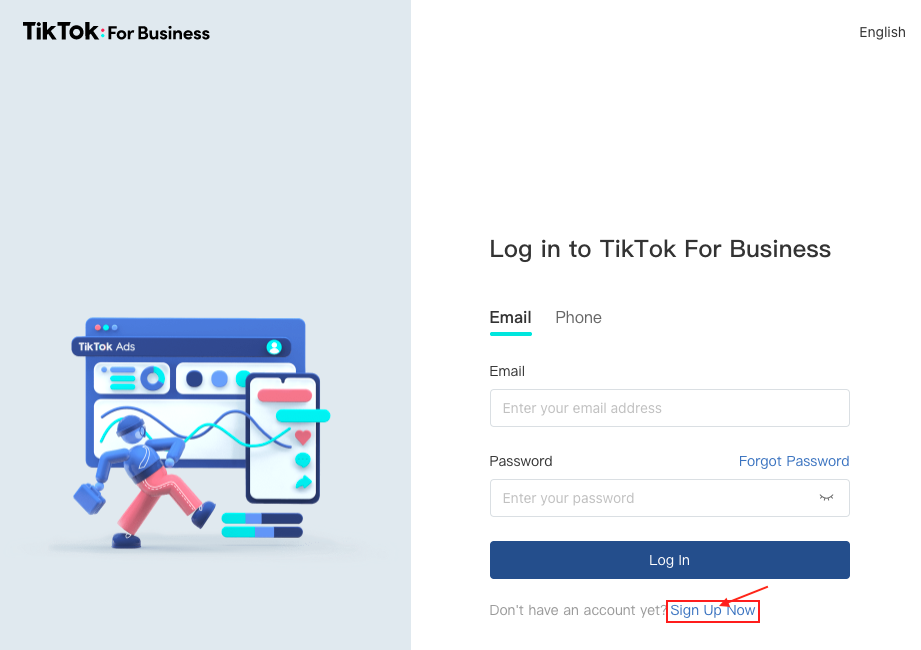 crear una cuenta de TikTok para Empresas